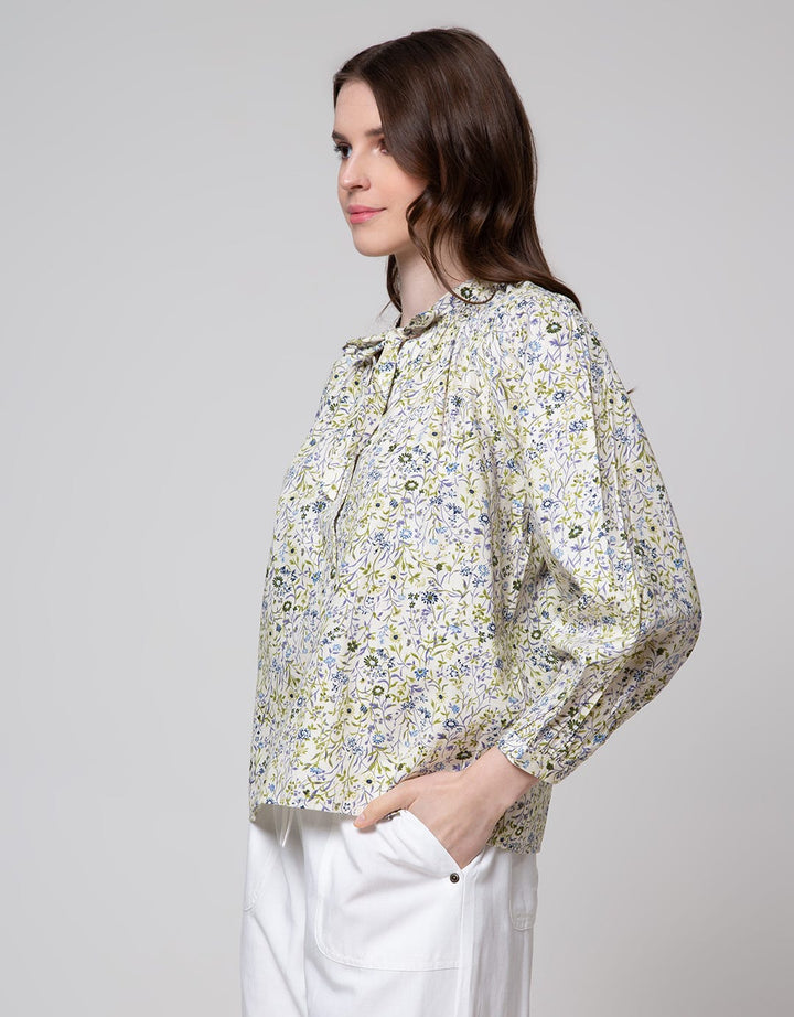 Details Neck String Blouse Wanita