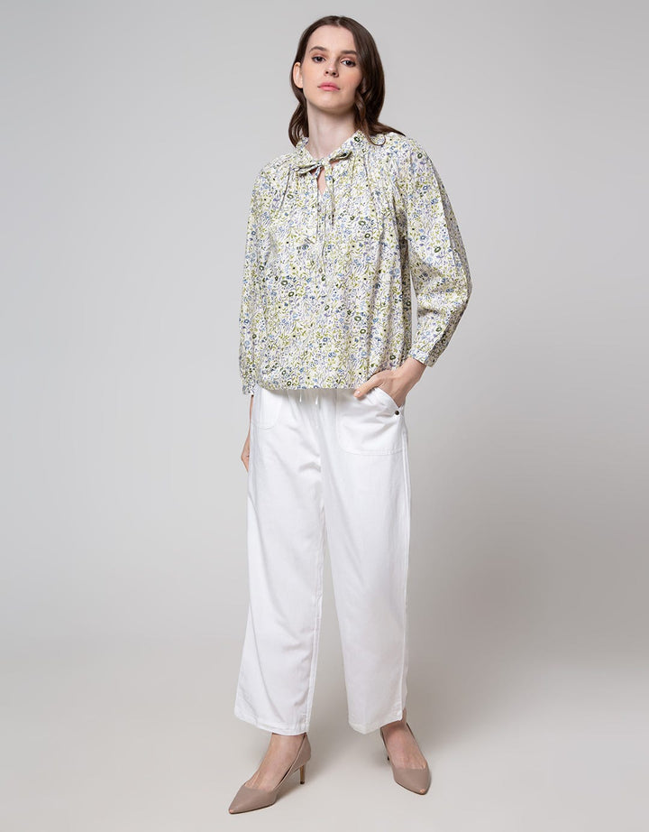 Details Neck String Blouse Wanita