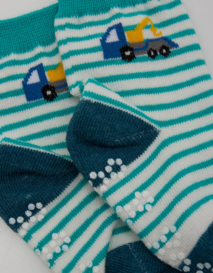 Pipiniko Socks Boys Tractor Stripes Anti Slip
