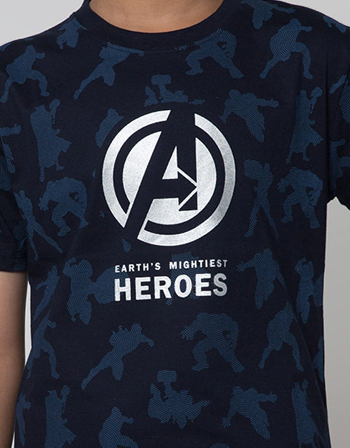 Marvel Short Sleeve T-Shirt Print Avenger Heroes Silhouette