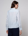 Details Long Sleeve Shirt With Stripes Print