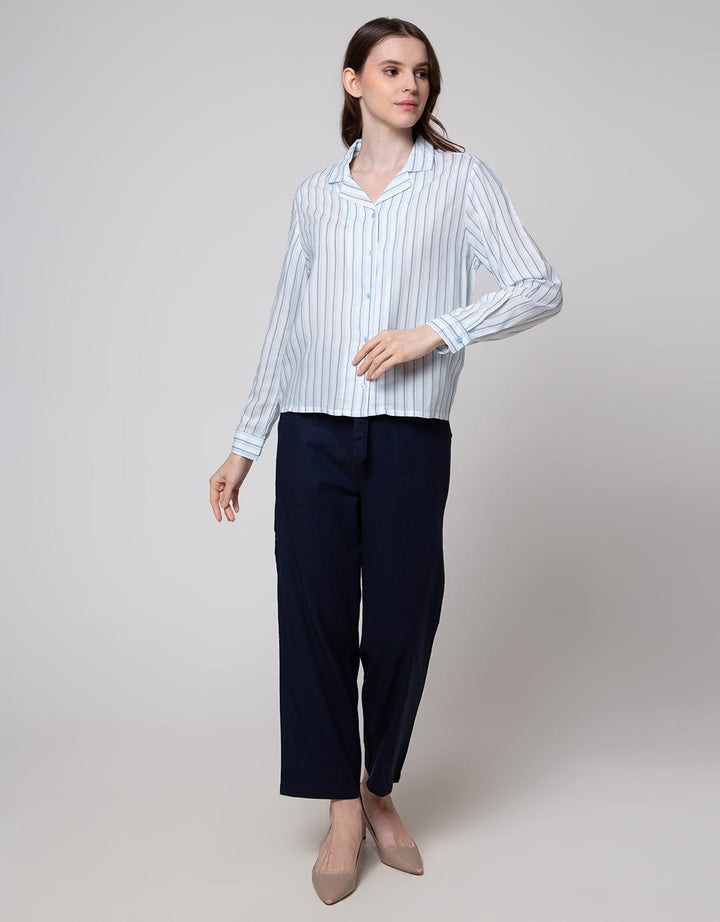 Details Long Sleeve Shirt With Stripes Print