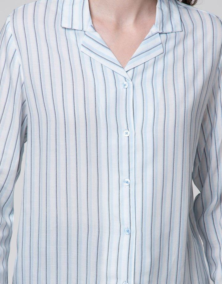 Details Long Sleeve Shirt With Stripes Print