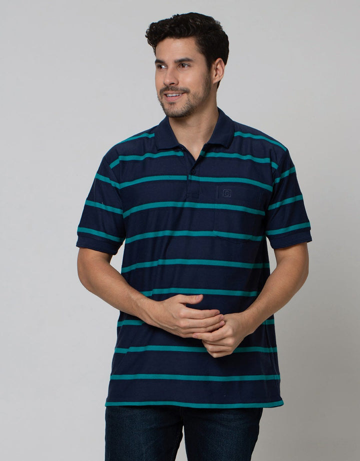 Cole Textured Stripe Polo Shirt Pria