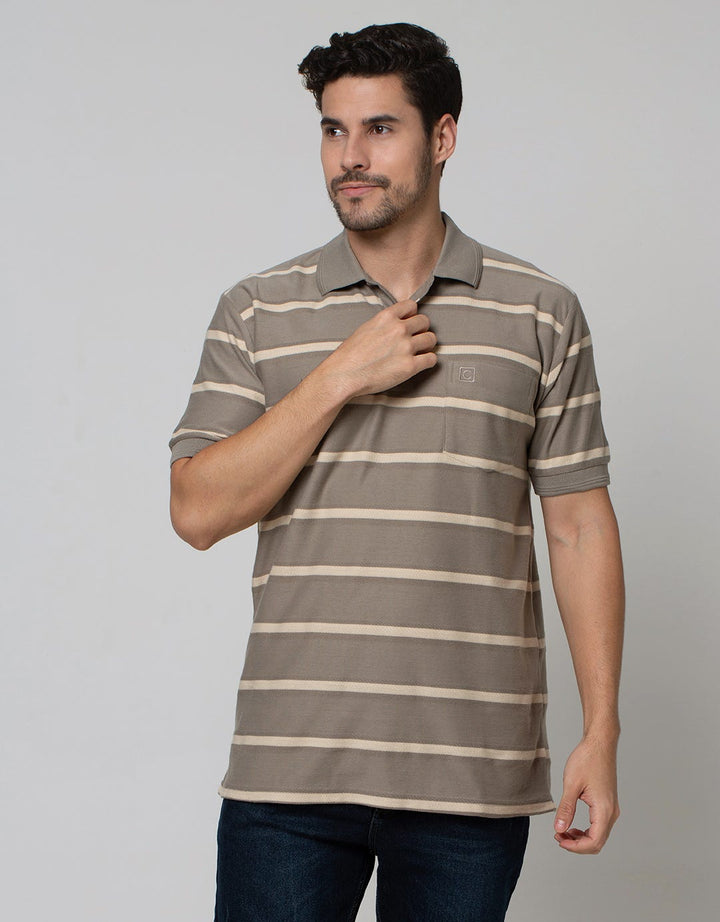 Cole Textured Stripe Polo Shirt Pria