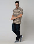 Cole Textured Stripe Polo Shirt Pria
