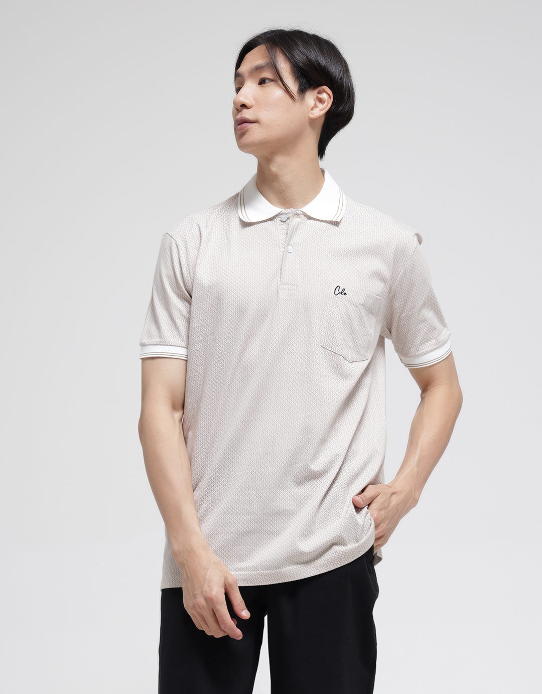 Cole Embro Geometri Polo Shirt Pria
