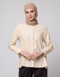 Annisa Long Sleeve Shirt Basic With Detail On Button And Hi Lo Hem