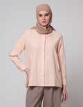 Annisa Long Sleeve Shirt Basic With Detail On Button And Hi Lo Hem
