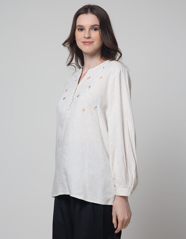 Connexion Long Sleeve Blouse Cotton Bulukuda Embro Dada