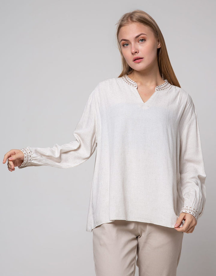 Connexion Long Sleeve Blouse Cotton Bulukuda Embro Manset