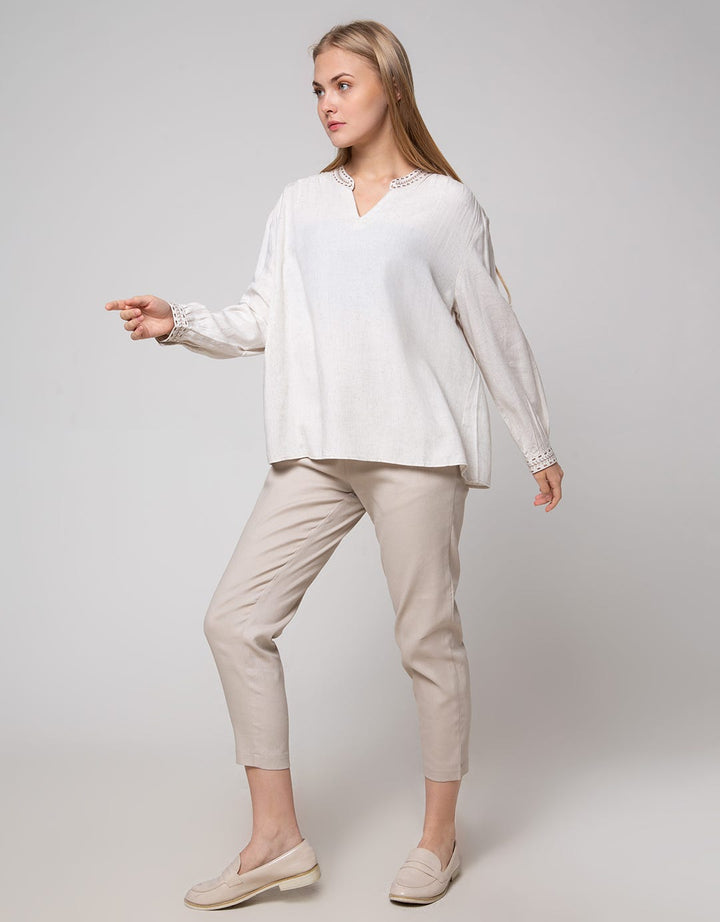 Connexion Long Sleeve Blouse Cotton Bulukuda Embro Manset