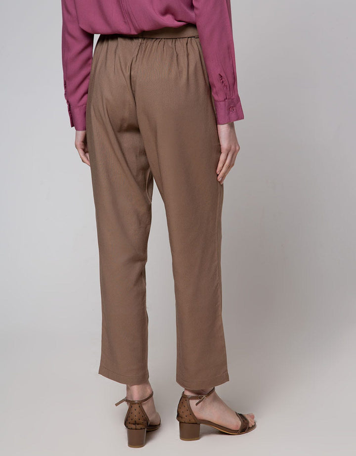 Geela Belt Straight Pants Dark Khaki