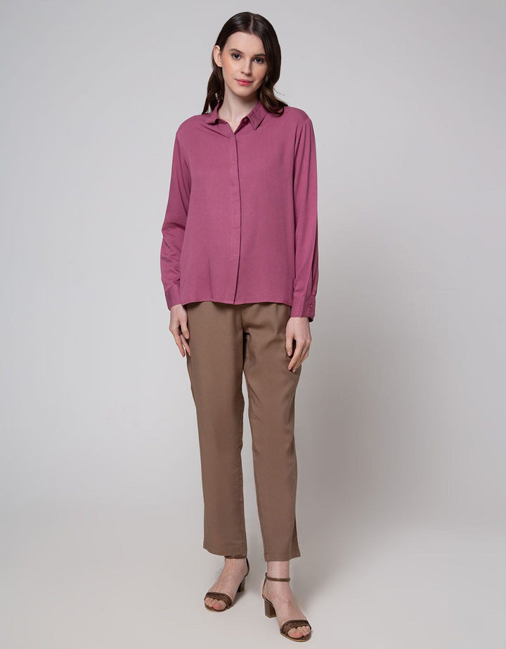 Geela Belt Straight Pants Dark Khaki