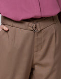 Geela Belt Straight Pants Dark Khaki