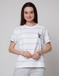 Disney Stitch Embro Stripe Kaos Wanita