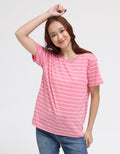 Nevada Stripe BB Solid Kaos Casual Wanita