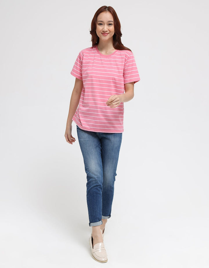 Nevada Stripe BB Solid Kaos Casual Wanita