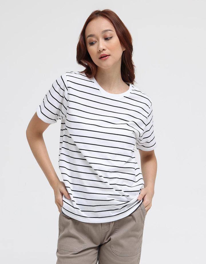 Nevada Stripe BB Solid Kaos Casual Wanita