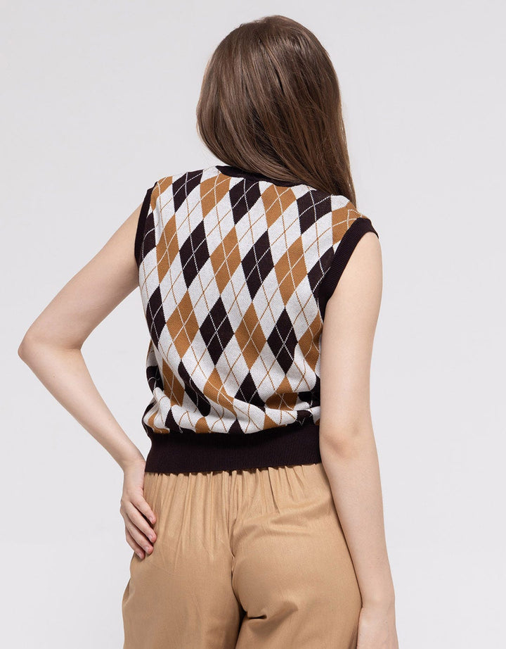 Nevada Argyle Pattern Vest Wanita