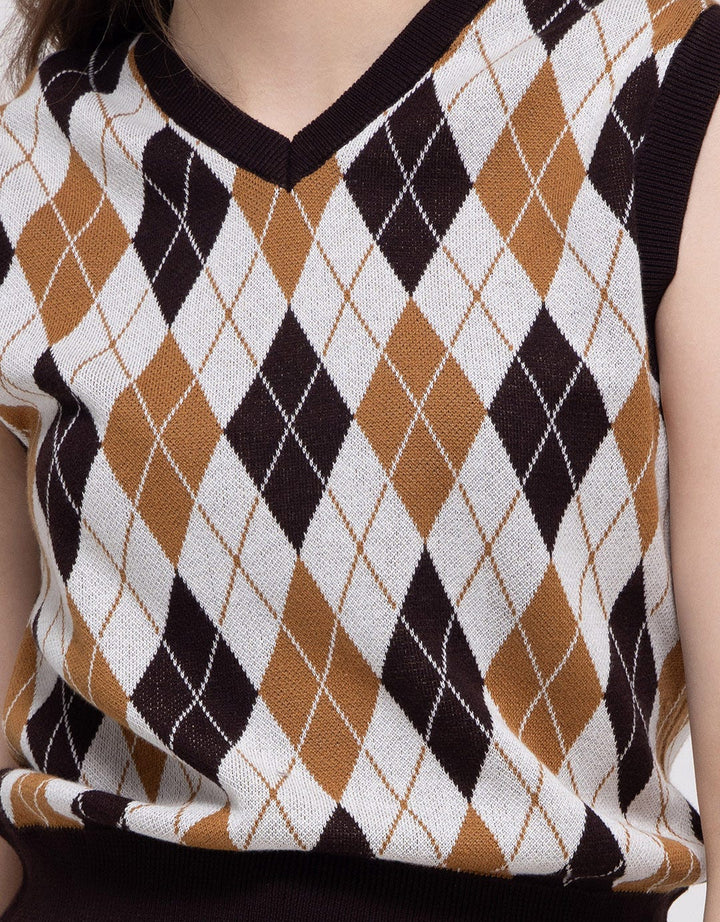 Nevada Argyle Pattern Vest Wanita