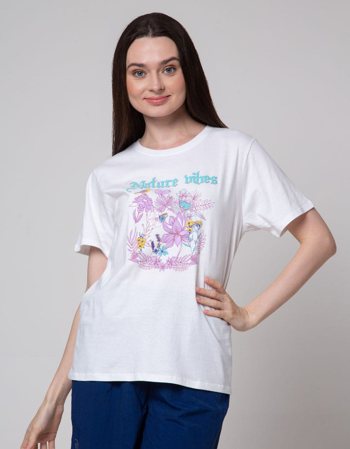 Details Short Sleeve T-Shirt With Nature Vibes Wording