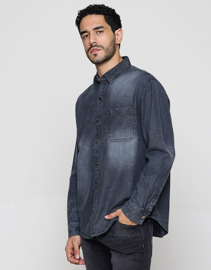 Nevada Denim Washing Regular Kemeja Lengan Panjang Pria