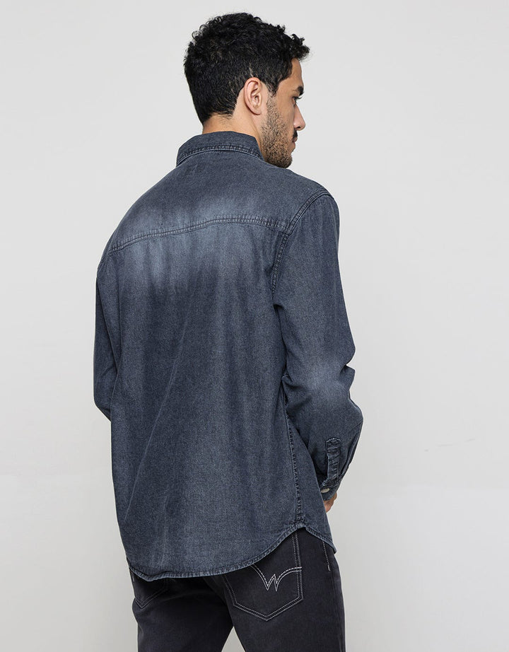 Nevada Denim Washing Regular Kemeja Lengan Panjang Pria
