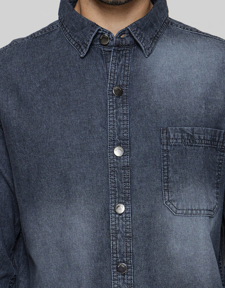 Nevada Denim Washing Regular Kemeja Lengan Panjang Pria