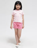 Little M Short Sleeve T-Shirt Zipper Collar Two Pockets
