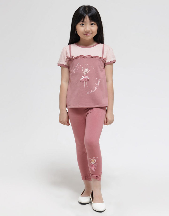 Little M Ballerina Print Legging Anak Perempuan