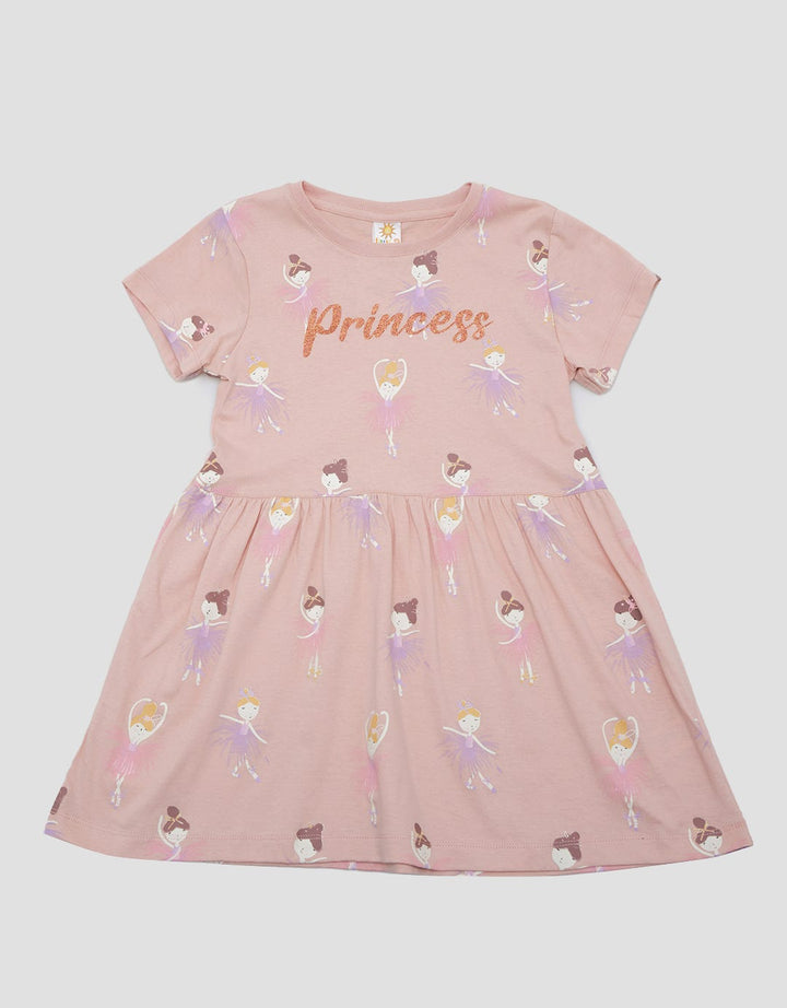 Little M Ballerina Print Midi Dress Anak Perempuan
