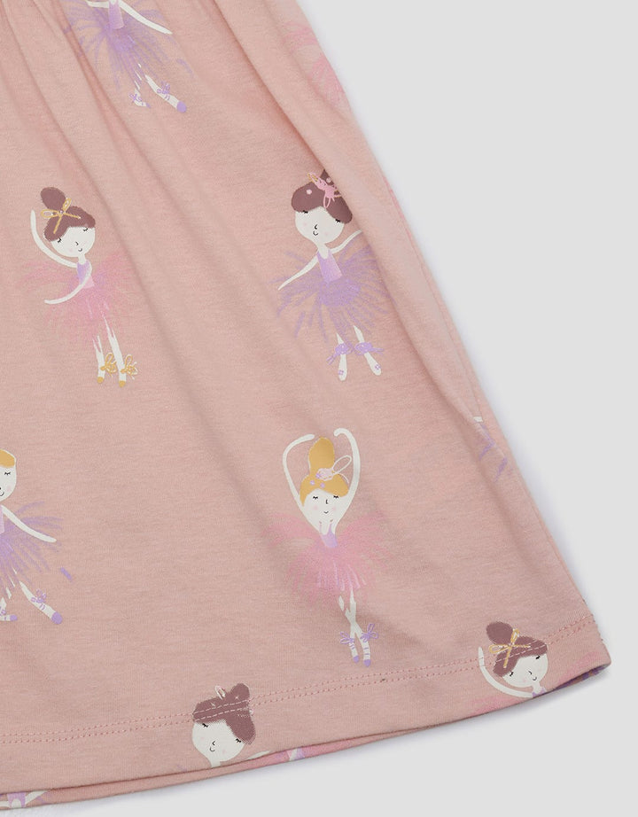 Little M Ballerina Print Midi Dress Anak Perempuan