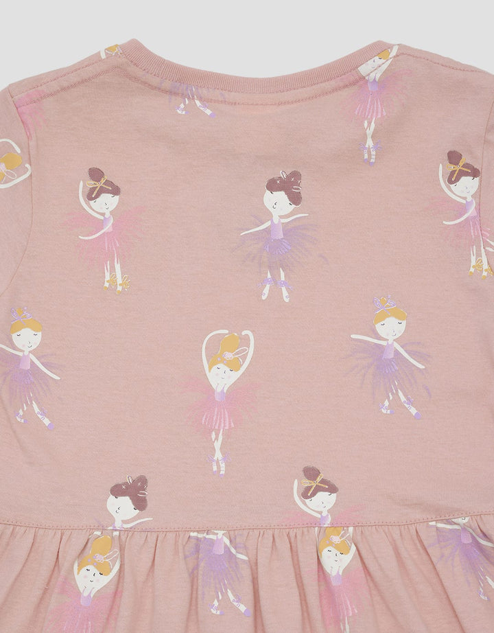Little M Ballerina Print Midi Dress Anak Perempuan