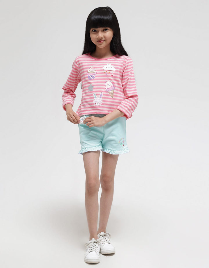 Little M Long Sleeve T-Shirt Salur Aplikasi Ice Cream Bunny