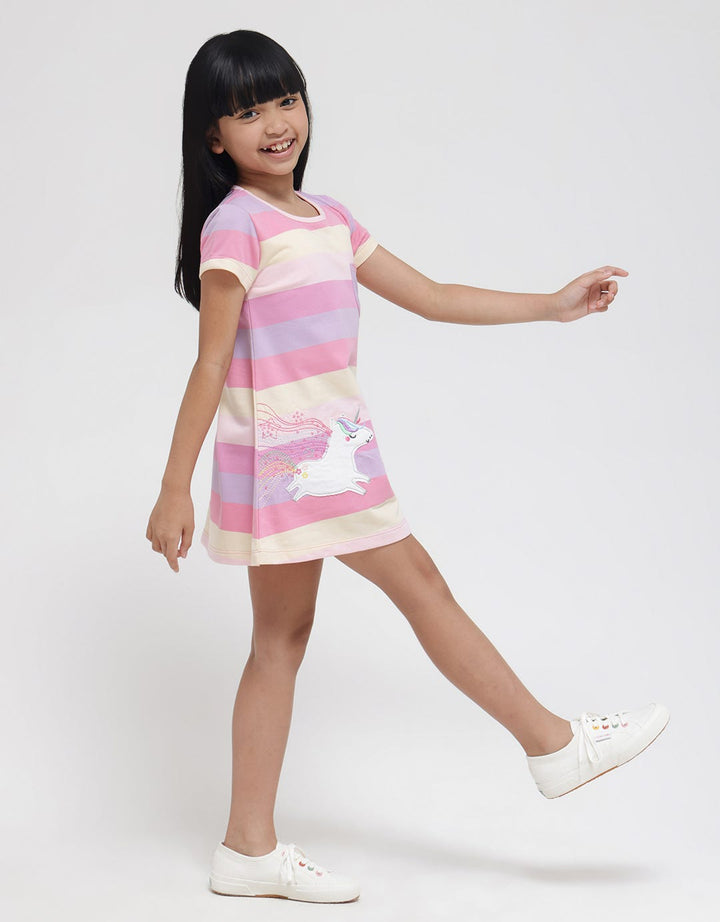 Little M Unicorn Rainbow Midi Dress Anak Perempuan