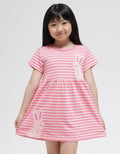 Little M Short Sleeve Midi Dress Stripe 2 Bunny
