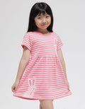 Little M Short Sleeve Midi Dress Stripe 2 Bunny