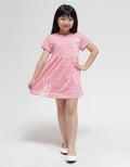 Little M Short Sleeve Midi Dress Stripe 2 Bunny