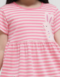 Little M Short Sleeve Midi Dress Stripe 2 Bunny