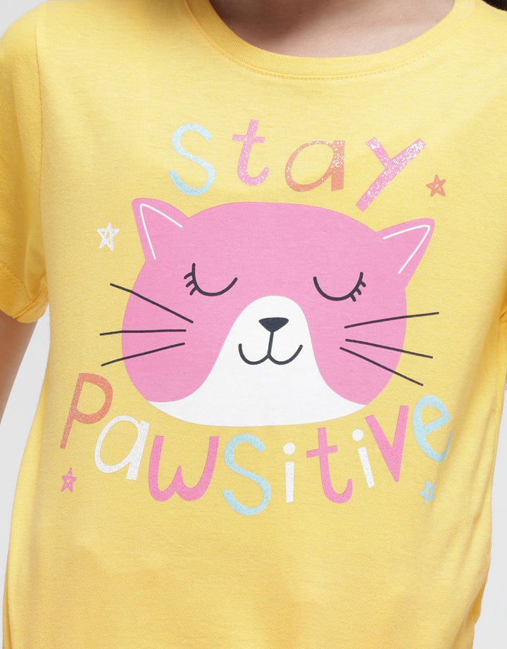 Little M Short Sleeve T-Shirt Ki Cat Stay Pawsitive
