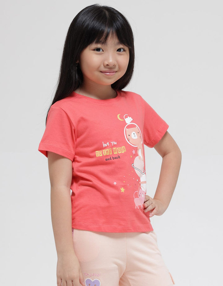 Little M Space Cat Kaos Anak Perempuan