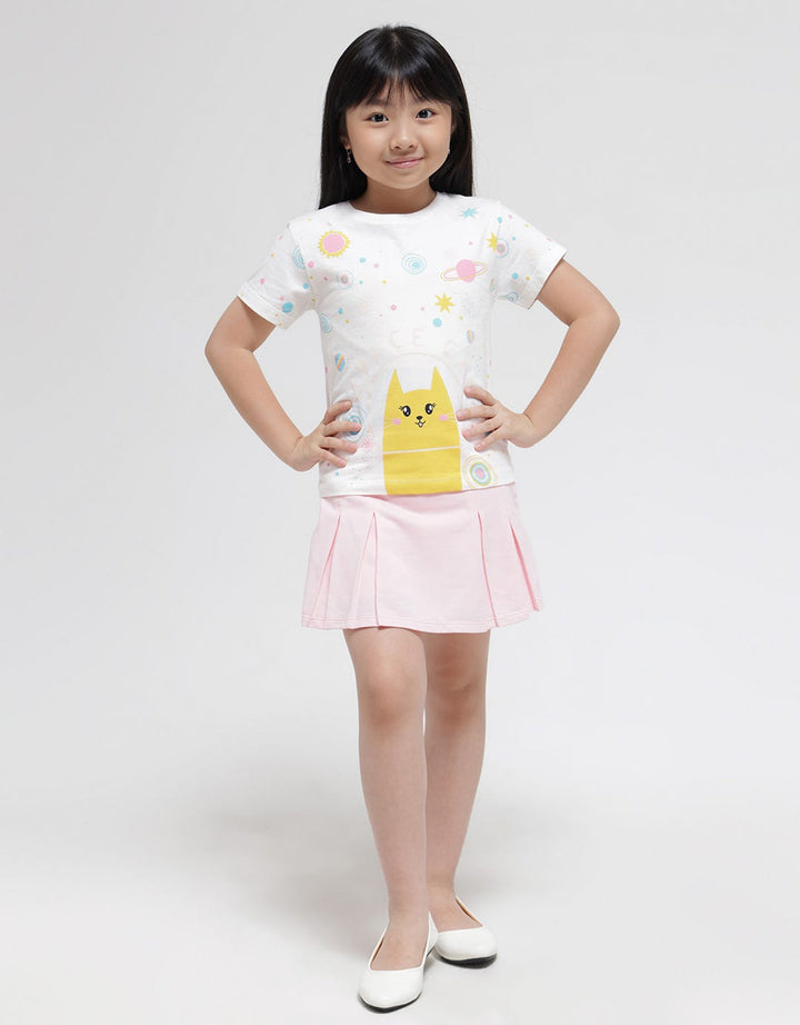 Little M Full Print Cat Kaos Anak Perempuan