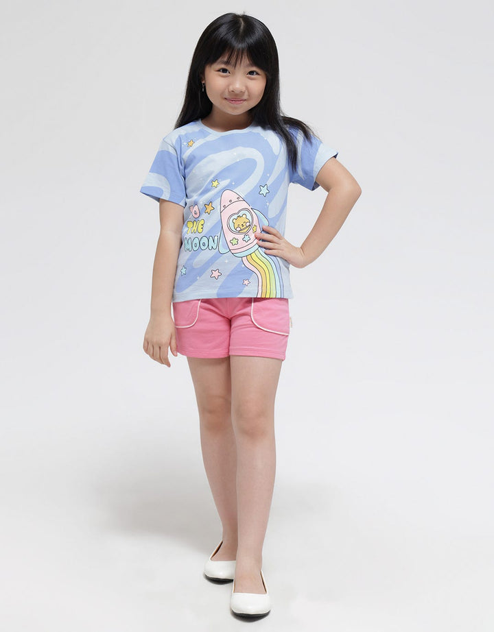 Little M Print Rocket Kaos Anak Perempuan