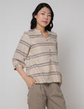 Triset Ladies V Stripe Blouse Wanita