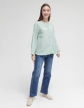 Triset Ladies Printed Stripe Blouse Wanita