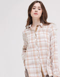 Triset Ladies Plaid Print Blouse Wanita