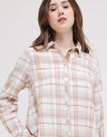 Triset Ladies Plaid Print Blouse Wanita