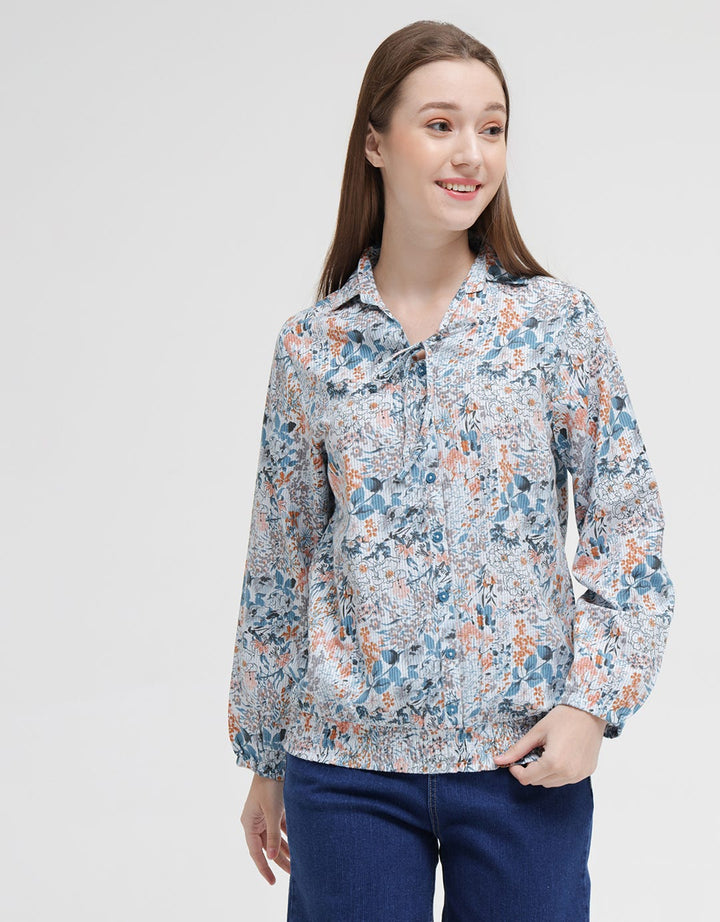 Triset Ladies Printed Flower Blouse Wanita