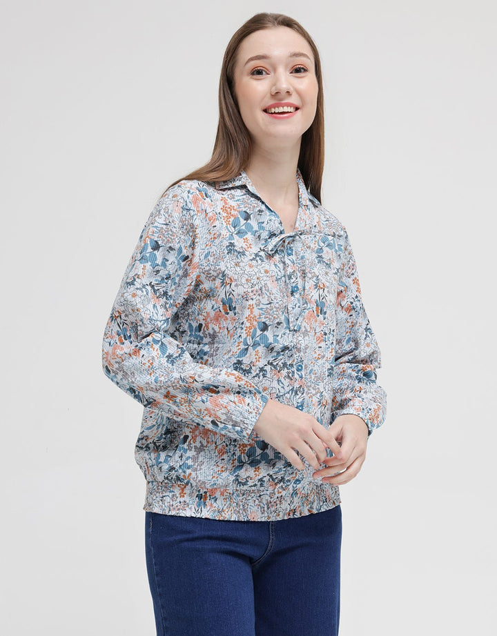 Triset Ladies Printed Flower Blouse Wanita